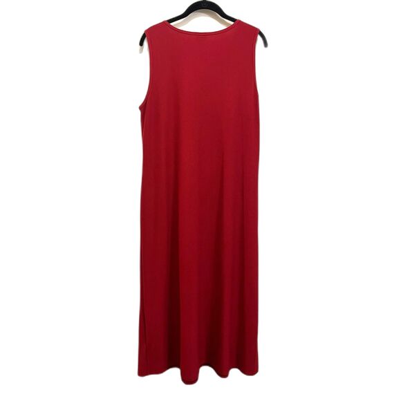 EILEEN FISHER Red Sleeveless Maxi T Shirt Dress  Women's Size Large - Picture 6 of 8